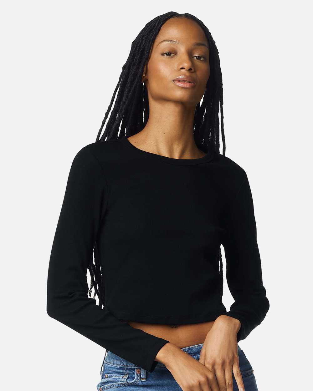 Women's Baby Rib Long Sleeve Cropped Tee | BR2107