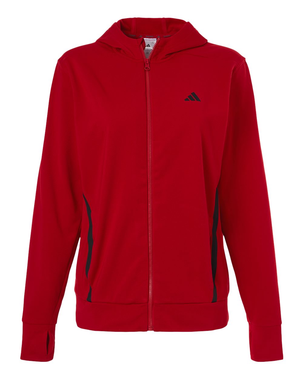 Adidas AT209 Women's Game & Go Fleece Full-Zip Hooded Sweatshirt - Team Power Red/ Black