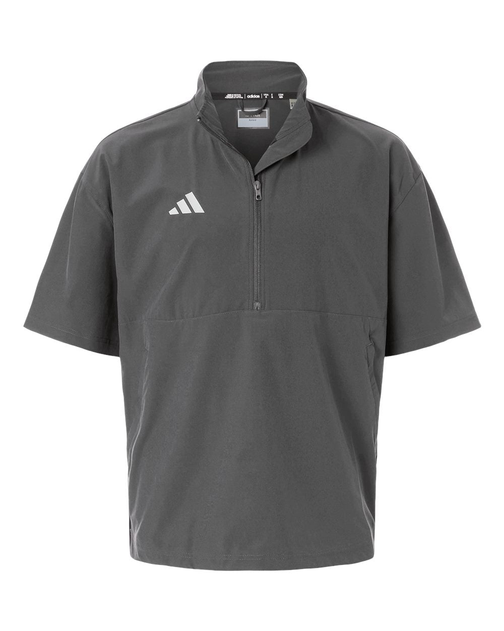 Adidas AT505 Men's Short Sleeve Quarter-Zip Pullover - Team Grey Four/ White