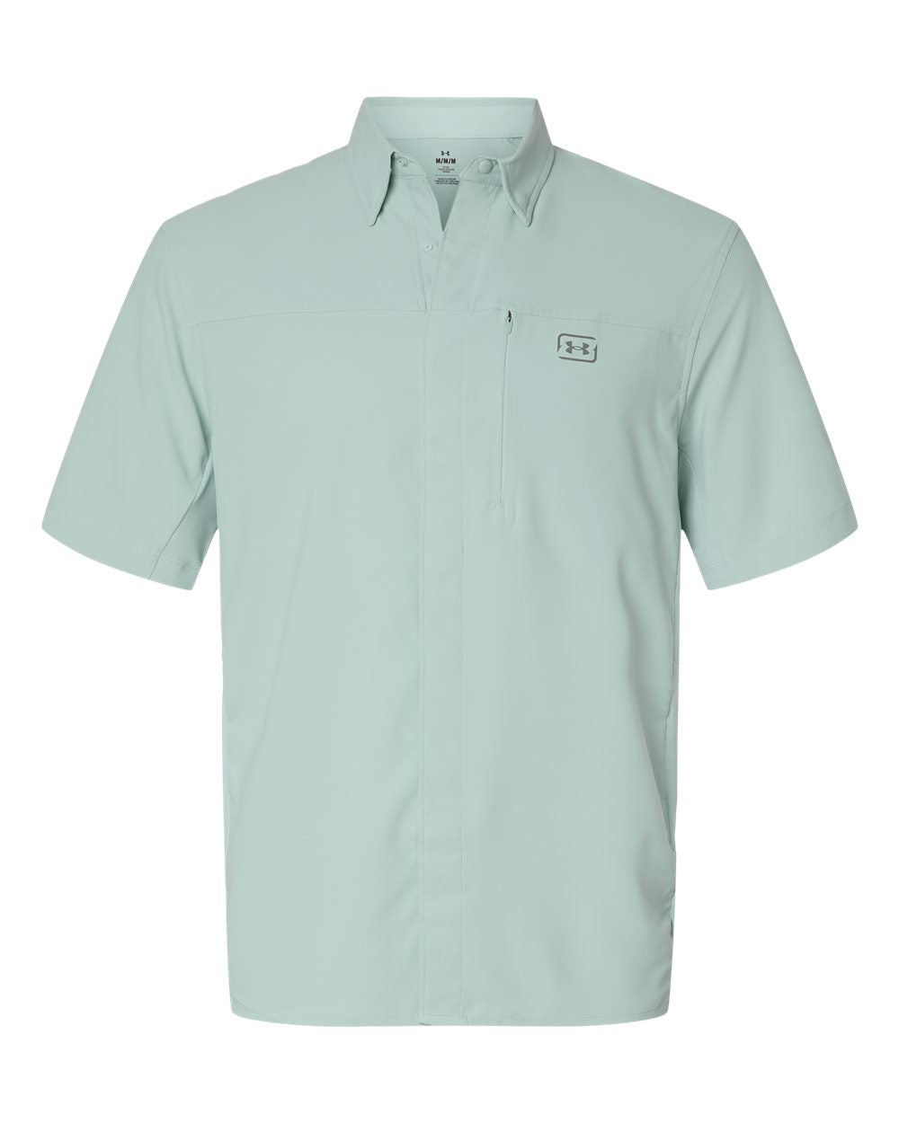 Under Armour 1383571 Men's Fish Pro Hybrid Woven Short Sleeve Shirt - Enamel Blue/ Clay Green