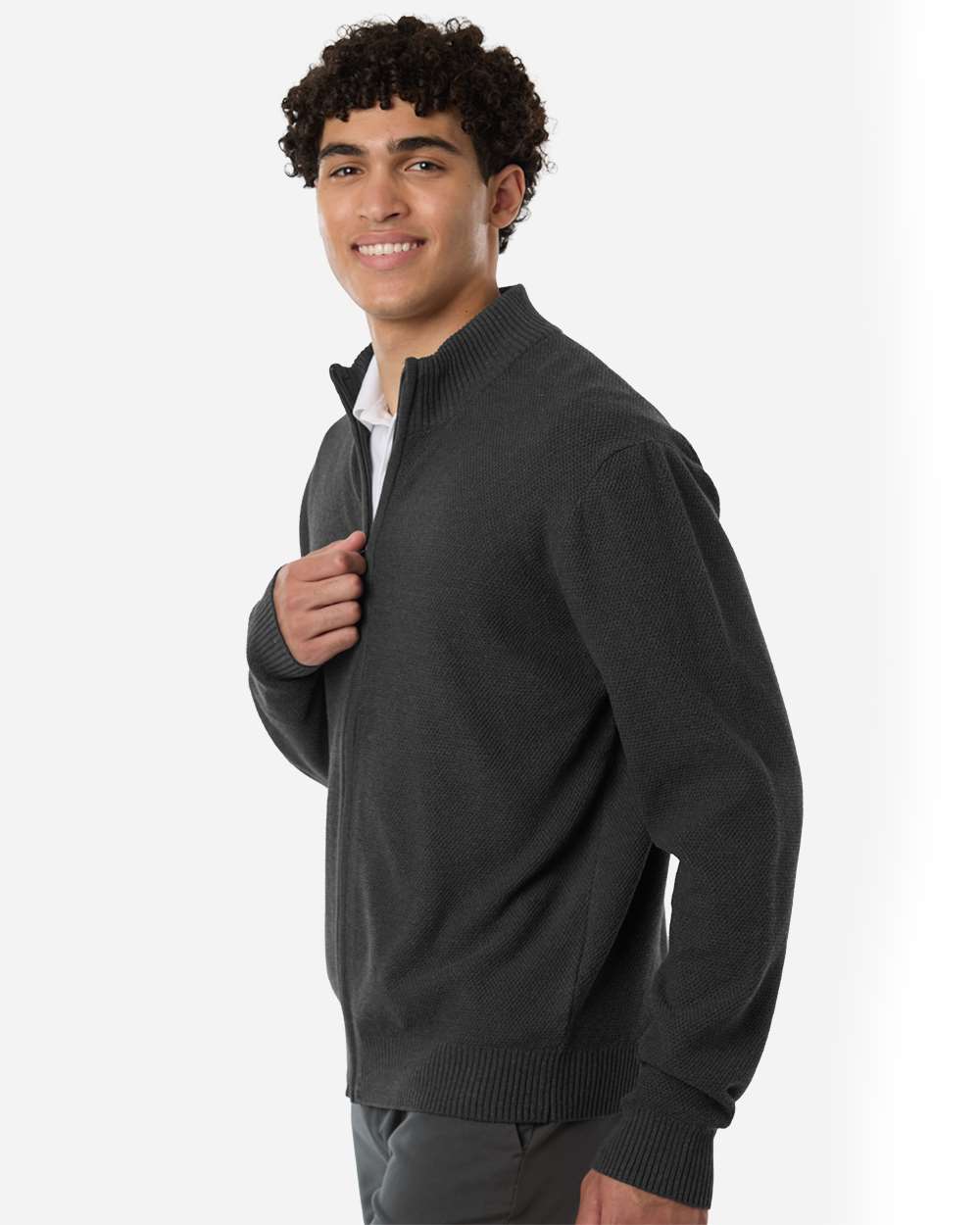 Men's Hartland Textured Full Zip Sweater | DG451