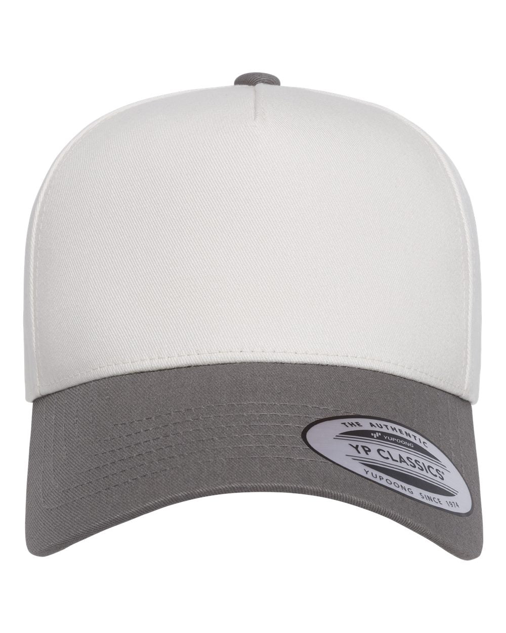 YP Classics 5079 Retro Cotton Blend Snapback Cap - Grey/ White/ White