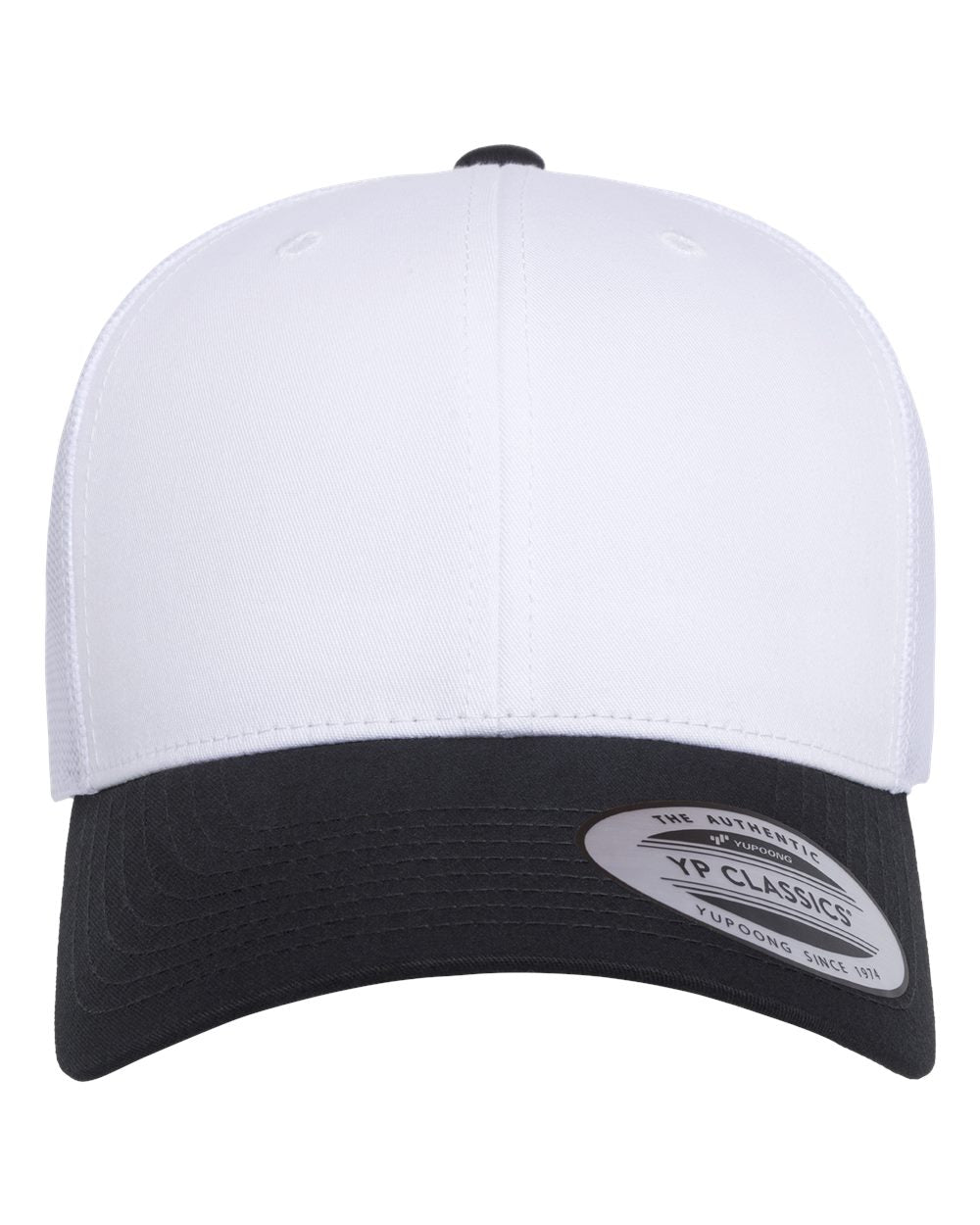 YP Classics 6606 Retro Trucker Cap - Black/ White/ White