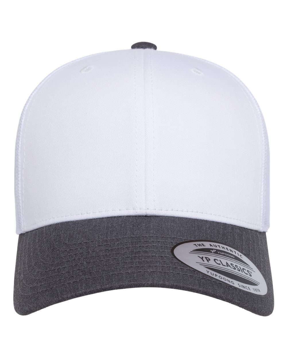 YP Classics 6606 Retro Trucker Cap - Dark Heather/ White/ White