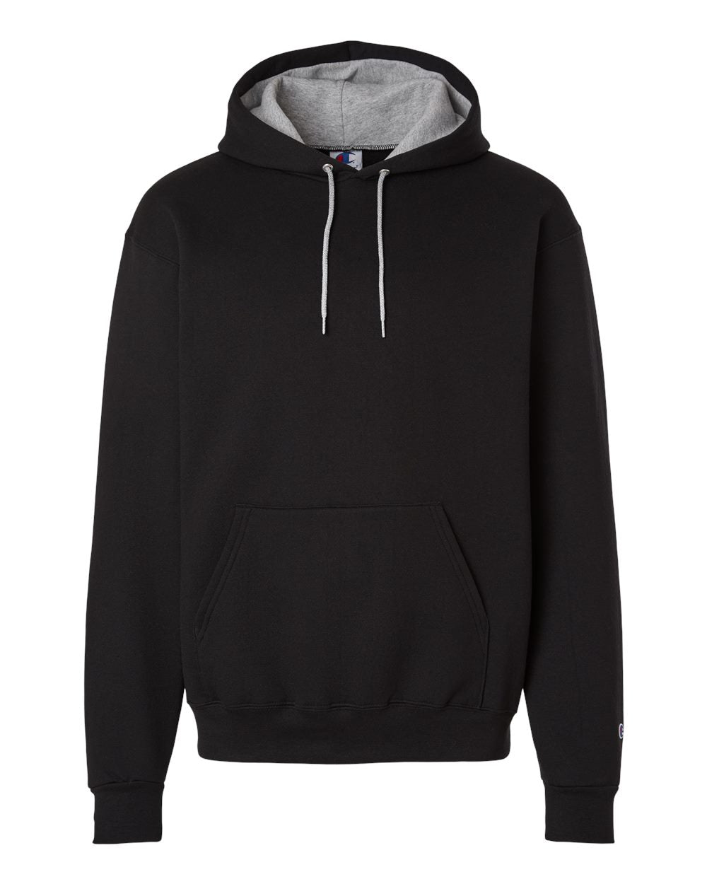 Champion S7CB0 Unisex Powerblend Contrast Color Hooded Sweatshirt - Black/ Light Steel