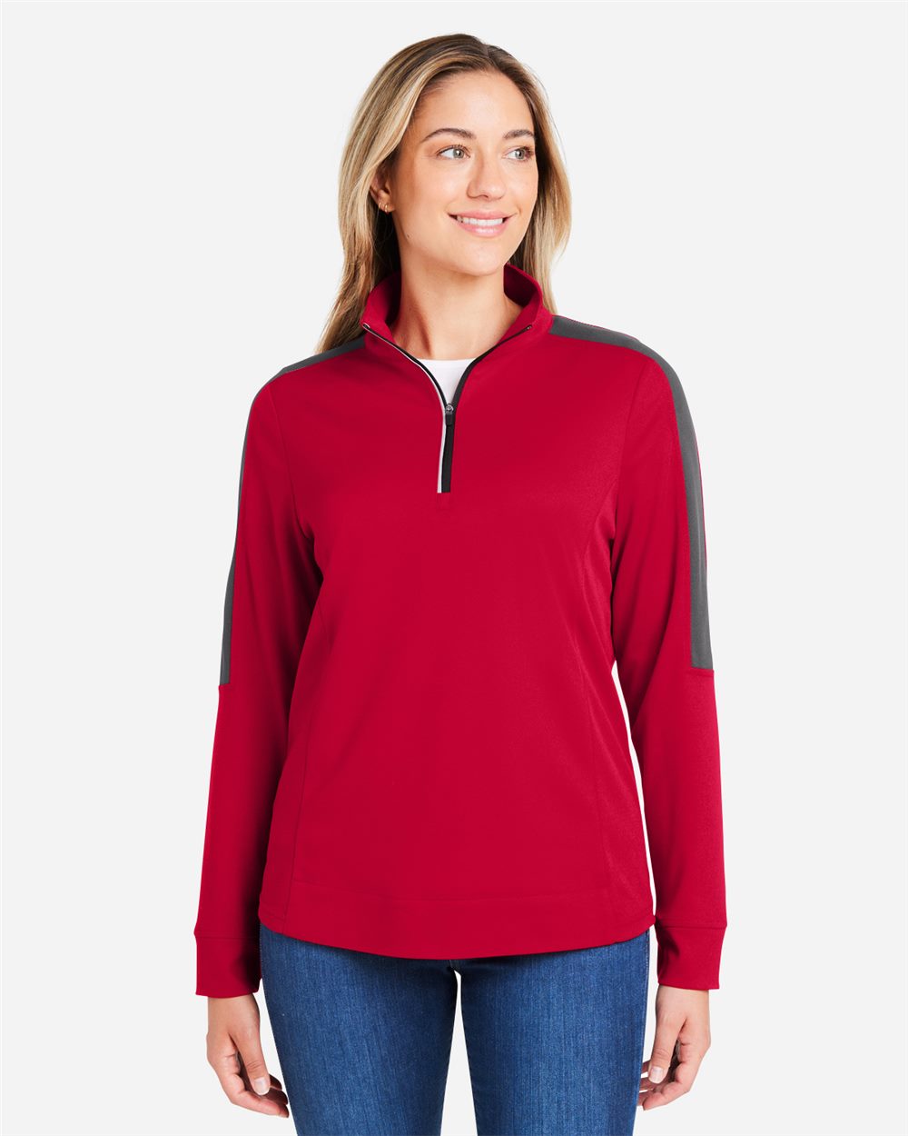 Women's Market Snag Protect Mesh Colorblock Quarter-Zip Pullover | CE404W