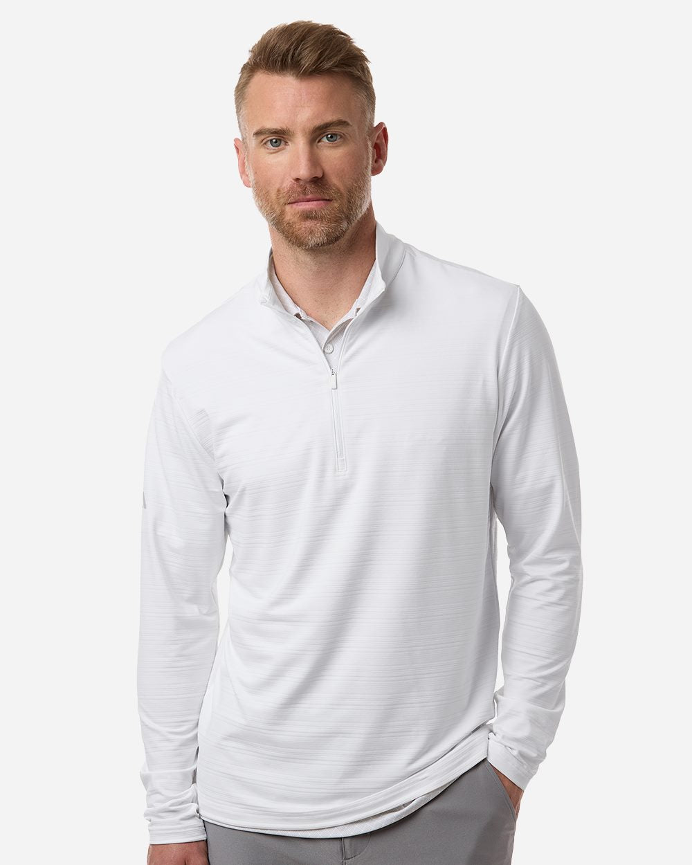 Men's Textured Stripe Quarter-Zip Pullover | A708