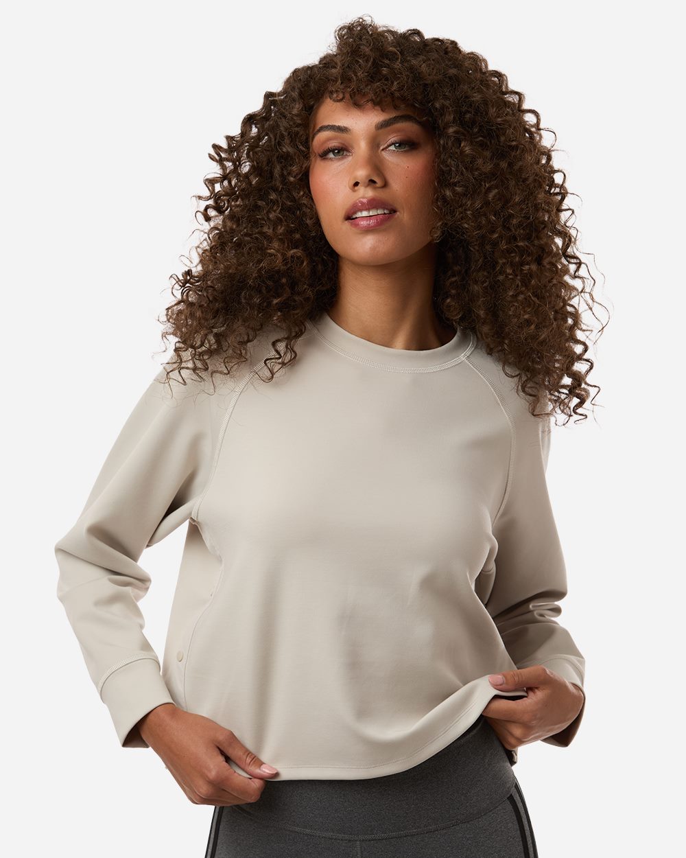 Women's Beyond Side-Snap Crewneck Sweatshirt | A1014