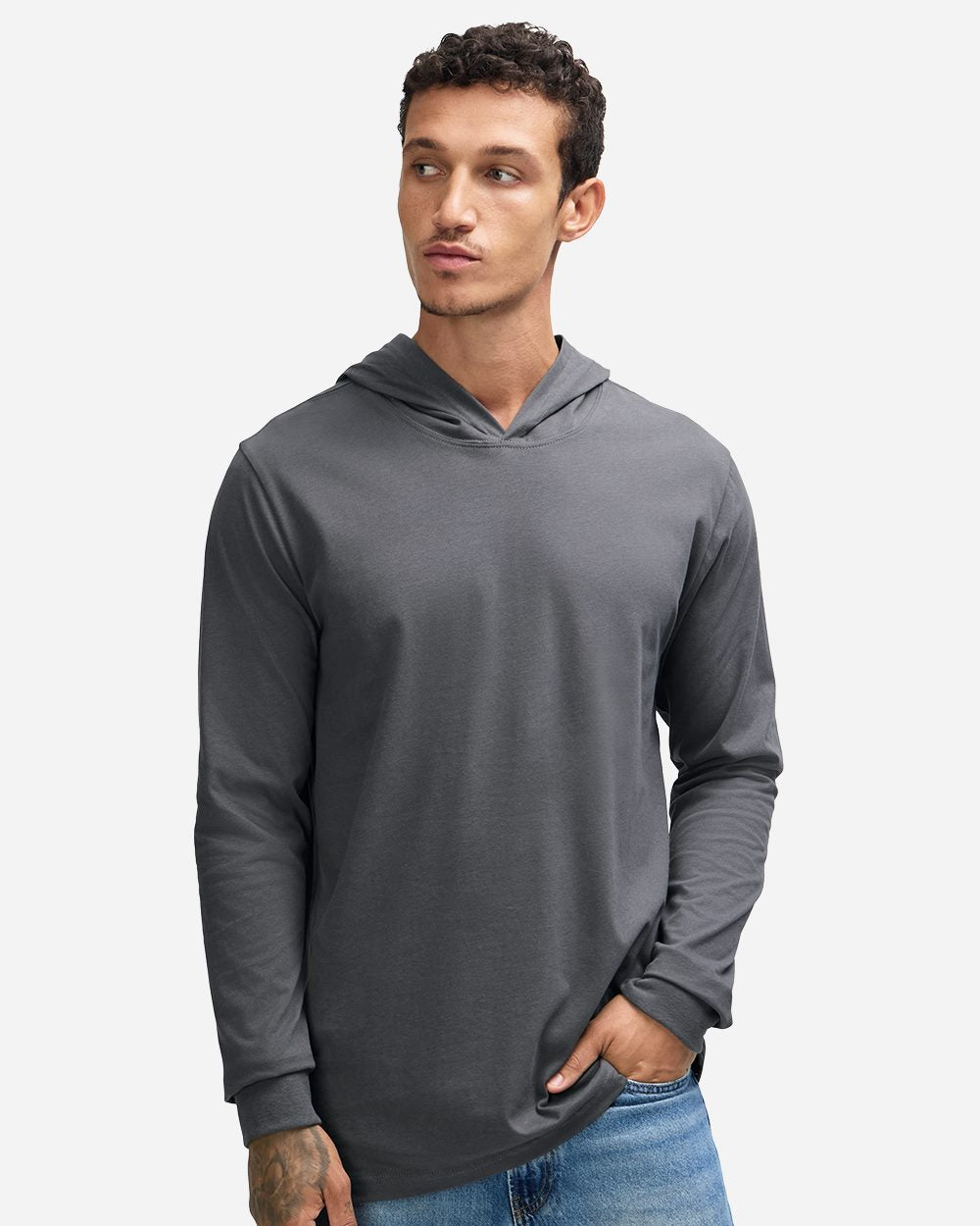 Unisex Sueded Long Sleeve Hooded Tee | 5345