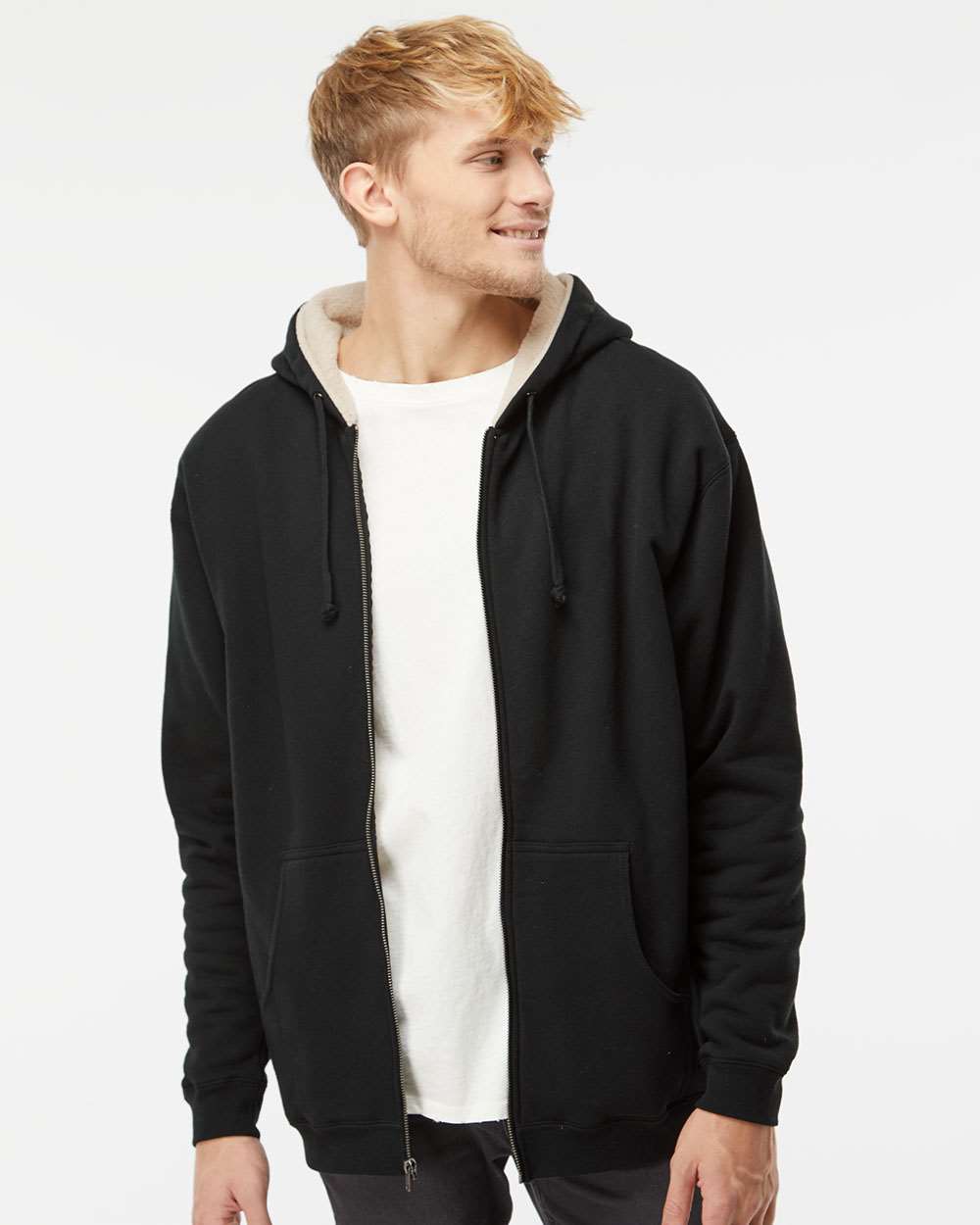 Men's Sherpa-Lined Full-Zip Hooded Sweatshirt | EXP40SHZ