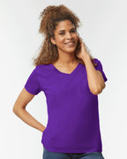 Camiseta de algodón pesado para mujer con cuello en V | 5V00L