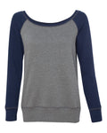 Bella + Canvas 7501 Women’s Sponge Fleece Wide Neck Sweatshirt - Deep Heather/ Navy