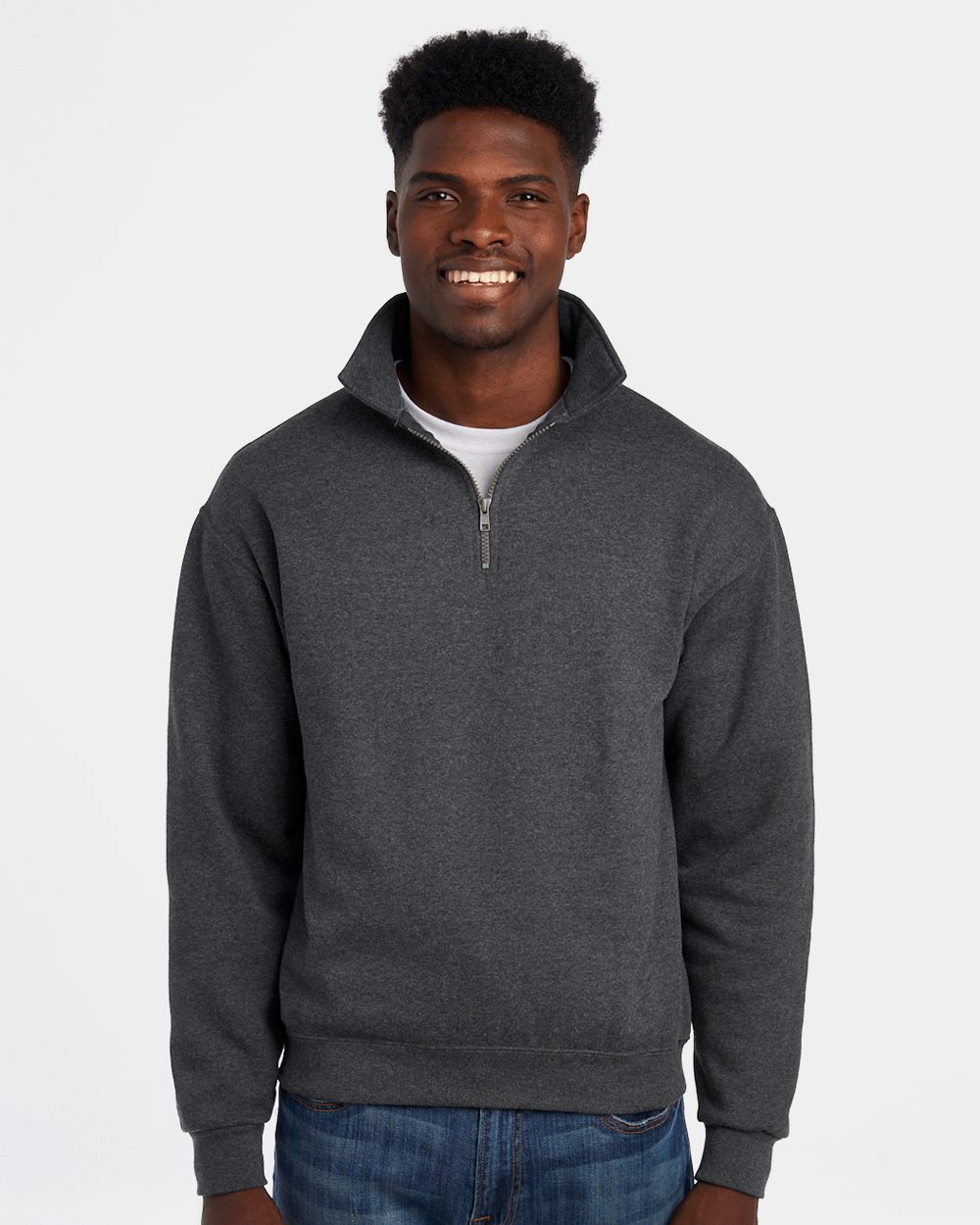 Unisex Super Sweats NuBlend® Quarter-Zip Cadet Collar Sweatshirt | 4528MR