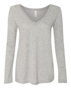 Women's Flowy Long Sleeve V-Neck Tee | 8855