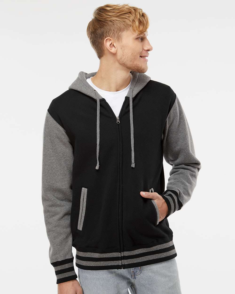 Unisex Heavyweight Varsity Full-Zip Hooded Sweatshirt | IND45UVZ