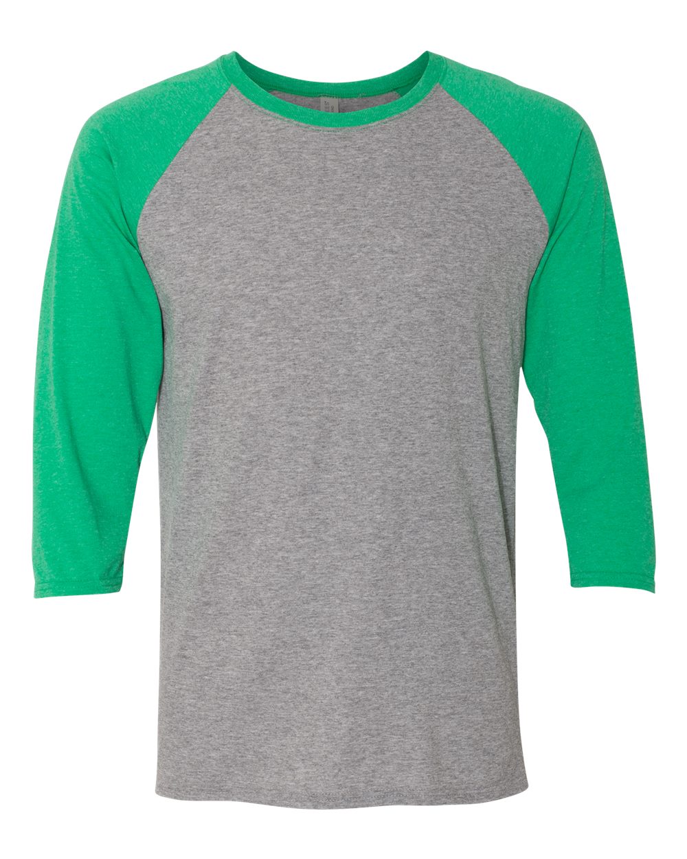 Jerzees 601RR Unisex Triblend Three-Quarter Raglan Baseball T-Shirt - Oxford/ Irish Green Heather