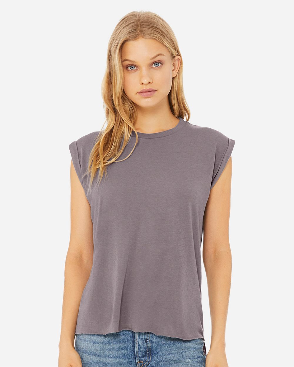 Women’s Flowy Rolled Cuffs Muscle Tee | 8804