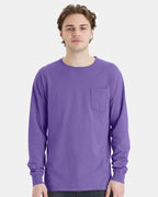Unisex Garment-Dyed Long Sleeve T-Shirt With a Pocket | GDH250