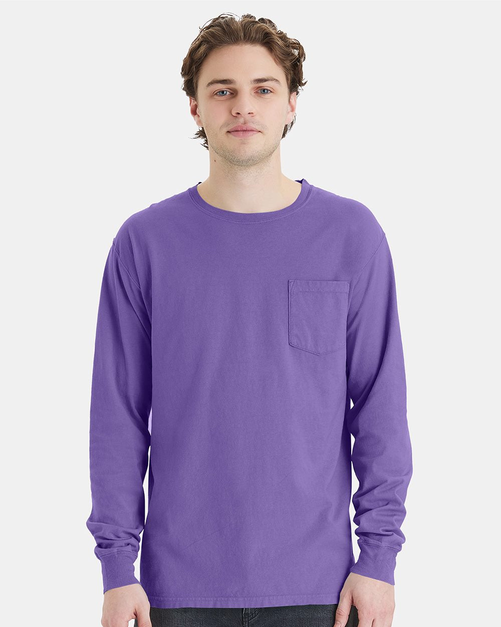 Unisex Garment-Dyed Long Sleeve T-Shirt With a Pocket | GDH250