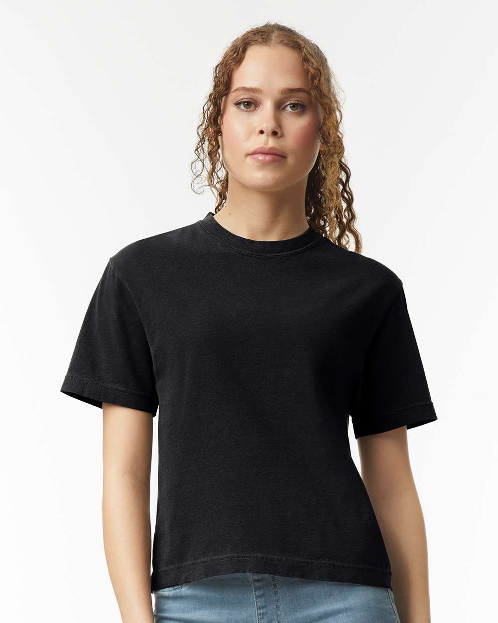 Camiseta de corte cuadrado para mujer, teñida en prenda, de peso pesado | 3023CL