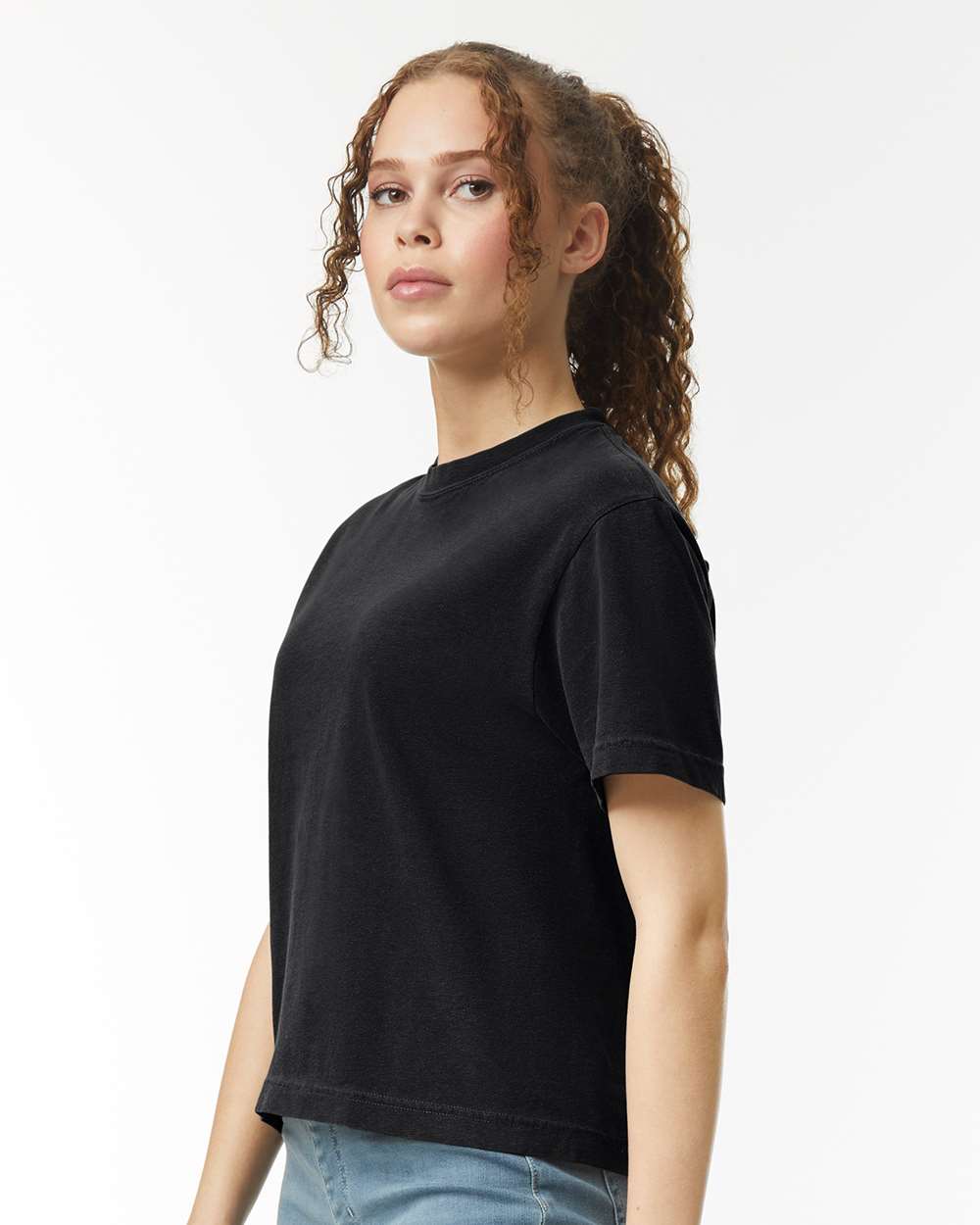 Camiseta de corte cuadrado para mujer, teñida en prenda, de peso pesado | 3023CL