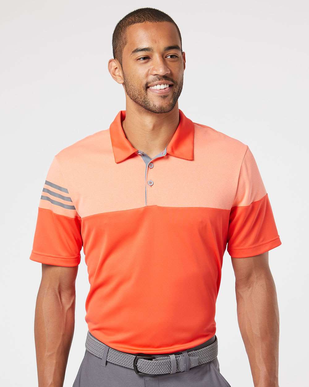 Men's Heathered 3-Stripes Colorblocked Polo | A213