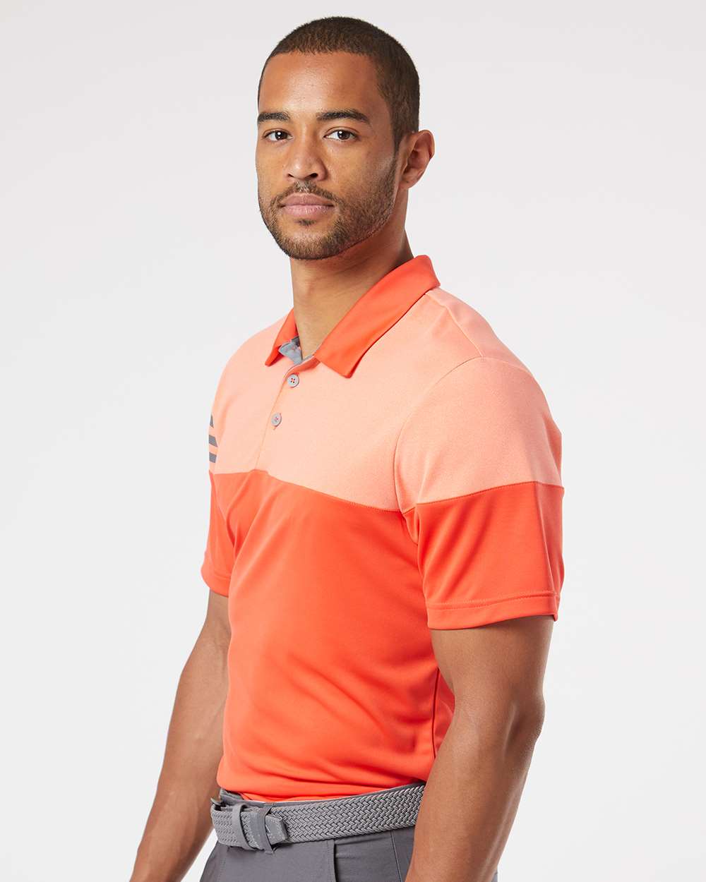 Men's Heathered 3-Stripes Colorblocked Polo | A213
