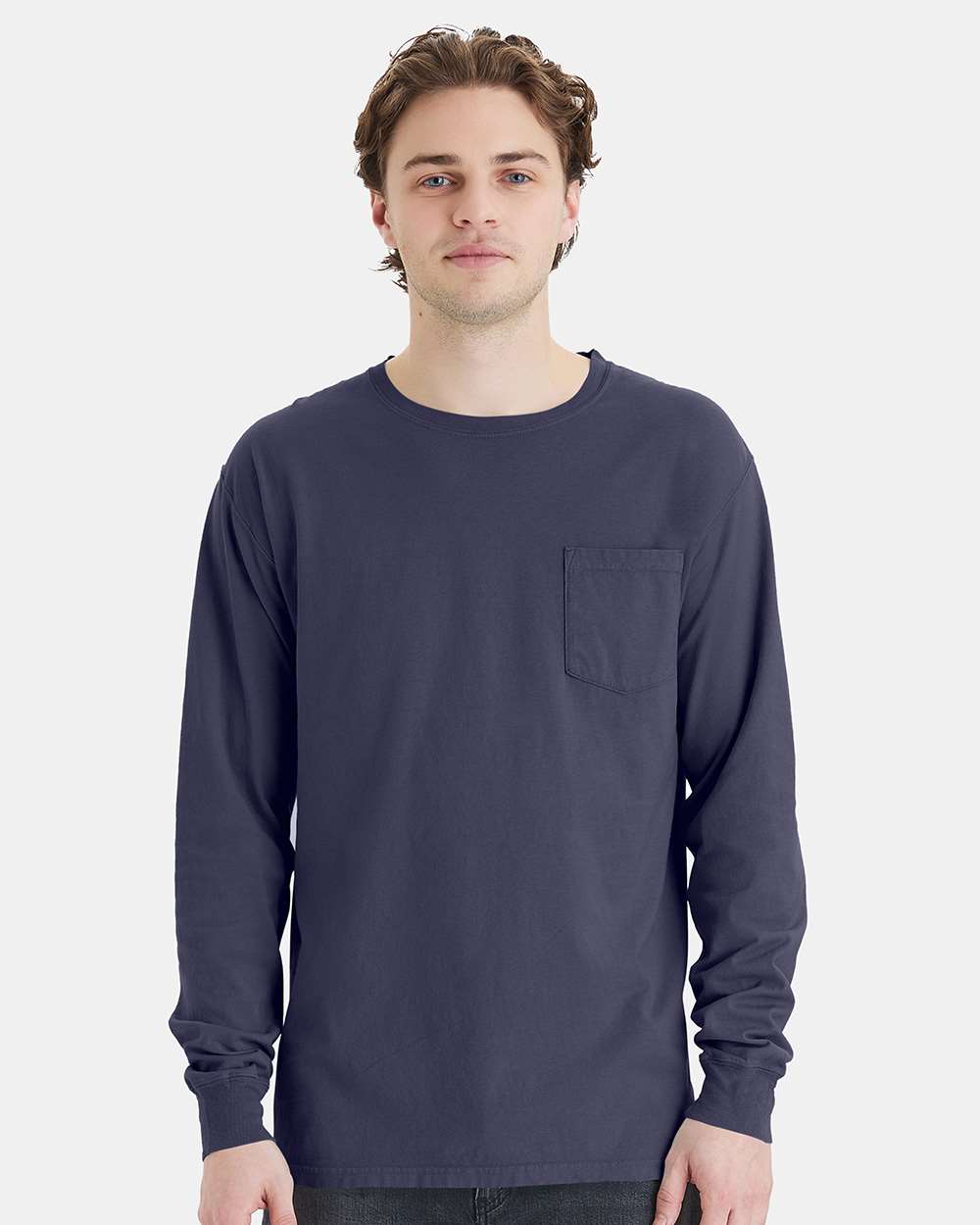 Unisex Garment-Dyed Long Sleeve T-Shirt With a Pocket | GDH250