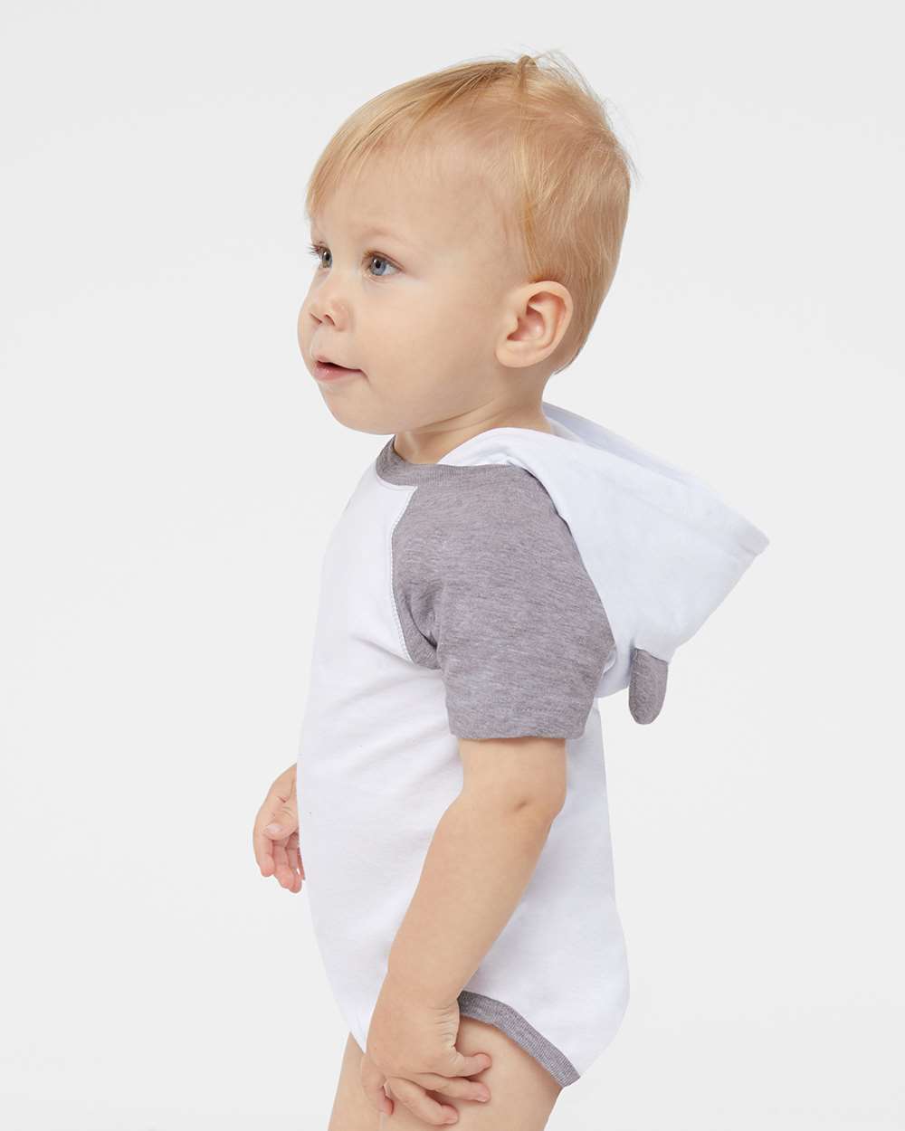 Infant Fine Jersey Raglan Bodysuit with Hood & Ears | 4417