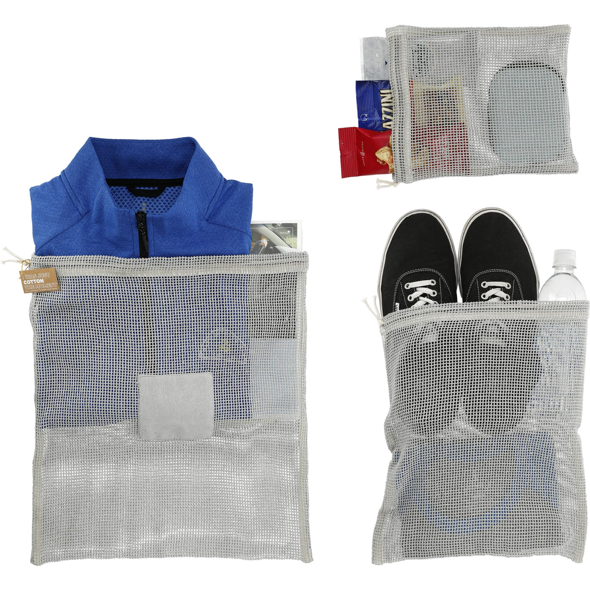 Recycled Cotton Mesh Cinch Pouch Set | 7901-19 image 1