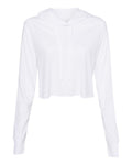 Camiseta con capucha de manga larga crop triblend para mujer | 8512