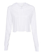 Camiseta con capucha de manga larga crop triblend para mujer | 8512
