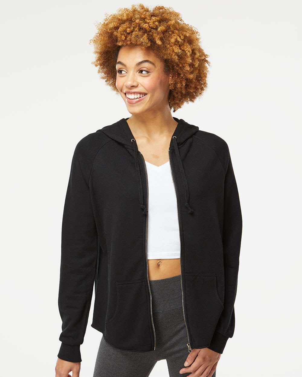 Sudadera con capucha para mujer California Wave Wash con cremallera completa | PRM2500Z