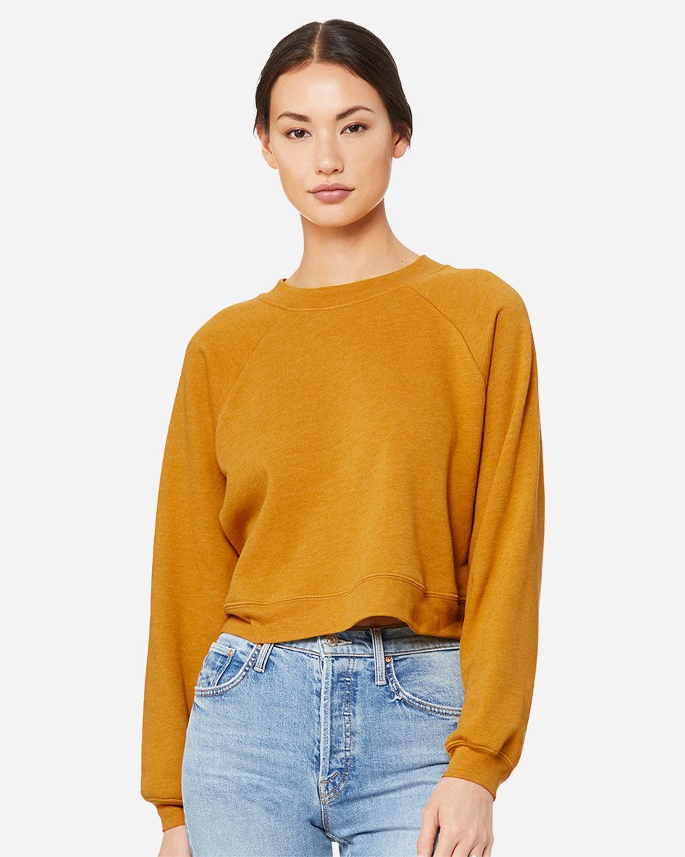 Women's Crop Raglan Fleece Crewneck Sweatshirt | 7505