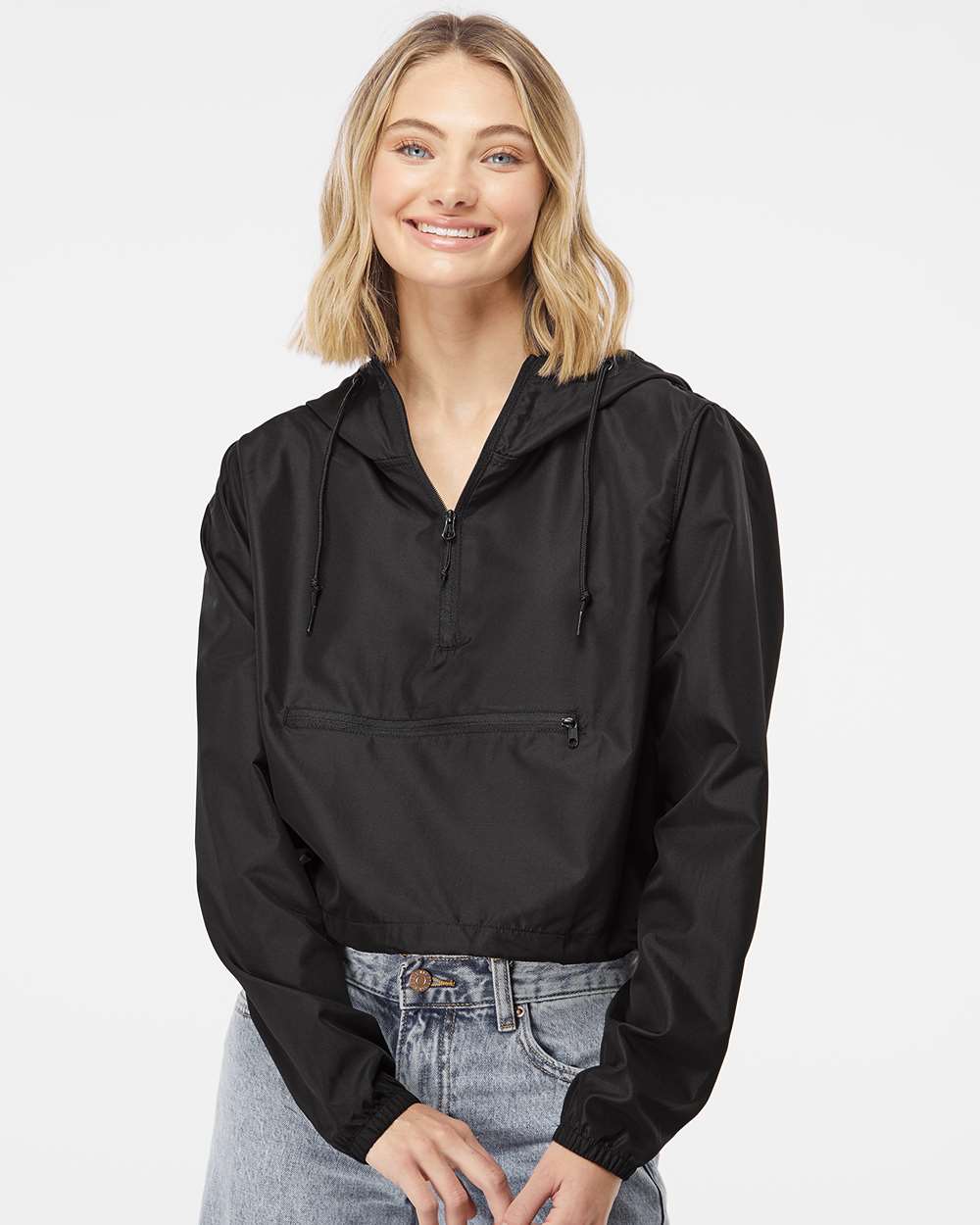 Women's Lightweight Quarter-Zip Pullover Crop Windbreaker | EXP64CRP