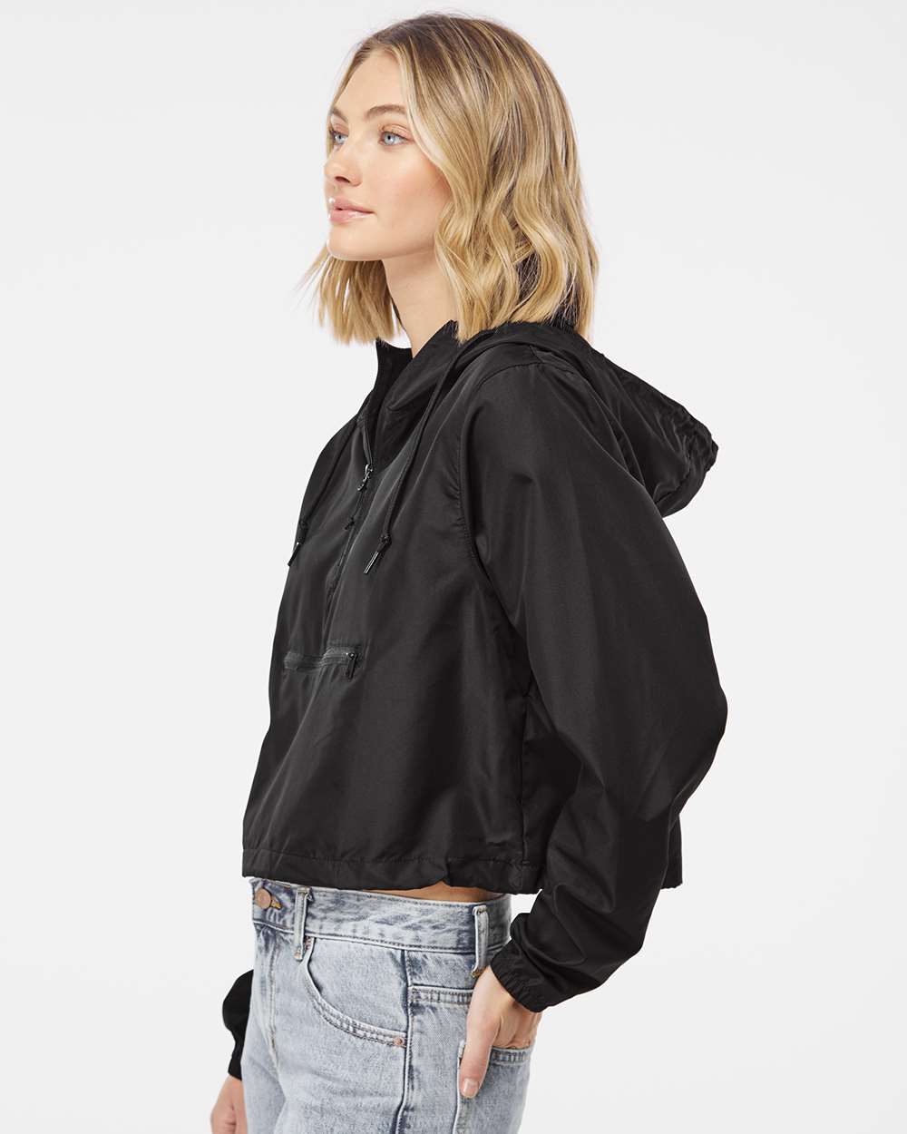 Women's Lightweight Quarter-Zip Pullover Crop Windbreaker | EXP64CRP