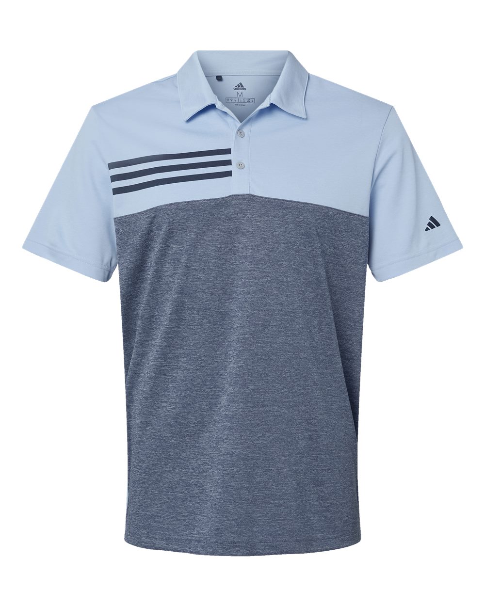 Polo para hombre con bloques de color jaspeado y 3 rayas | A508