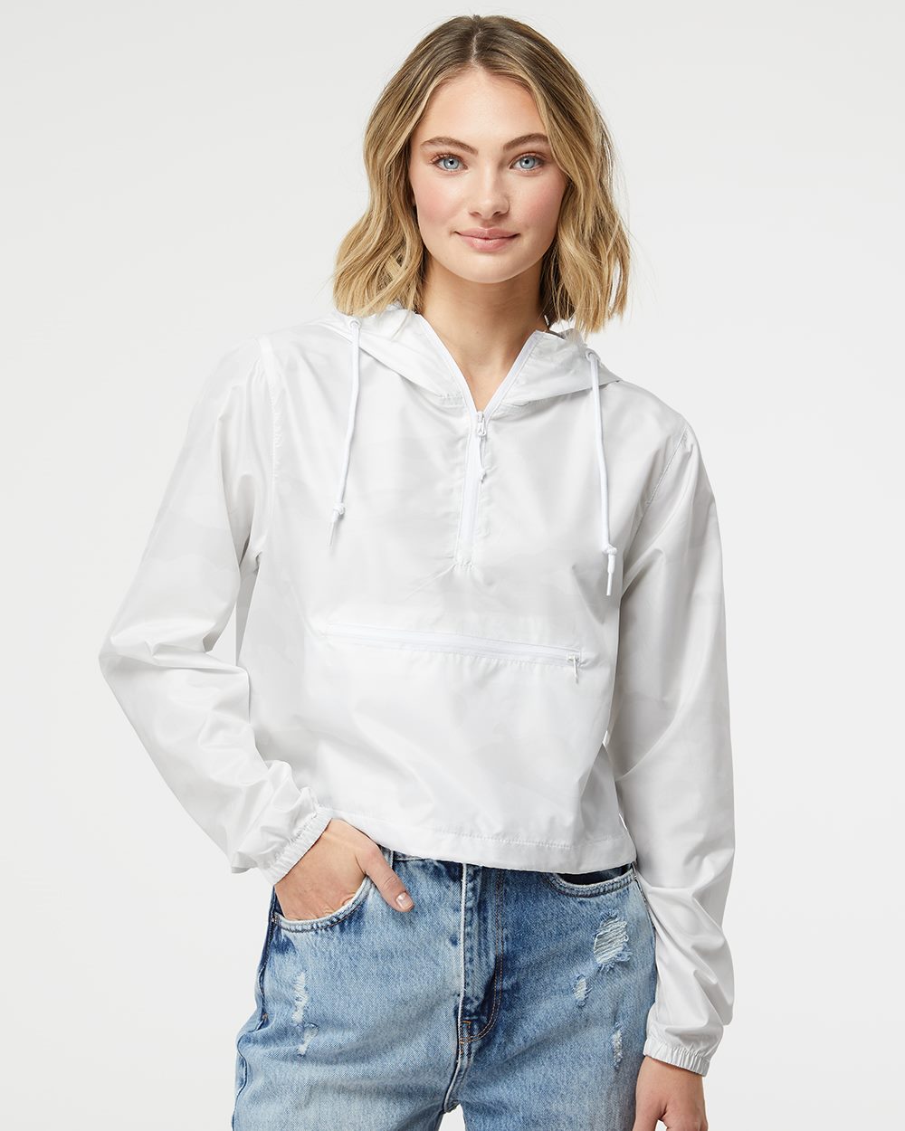 Women's Lightweight Quarter-Zip Pullover Crop Windbreaker | EXP64CRP