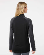 Sudadera ligera raglán con cremallera de cuarto para mujer Ultimate365 | A521