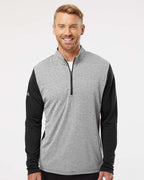 Sudadera para hombre Ultimate365 Heather Block con cremallera de cuarto | A522