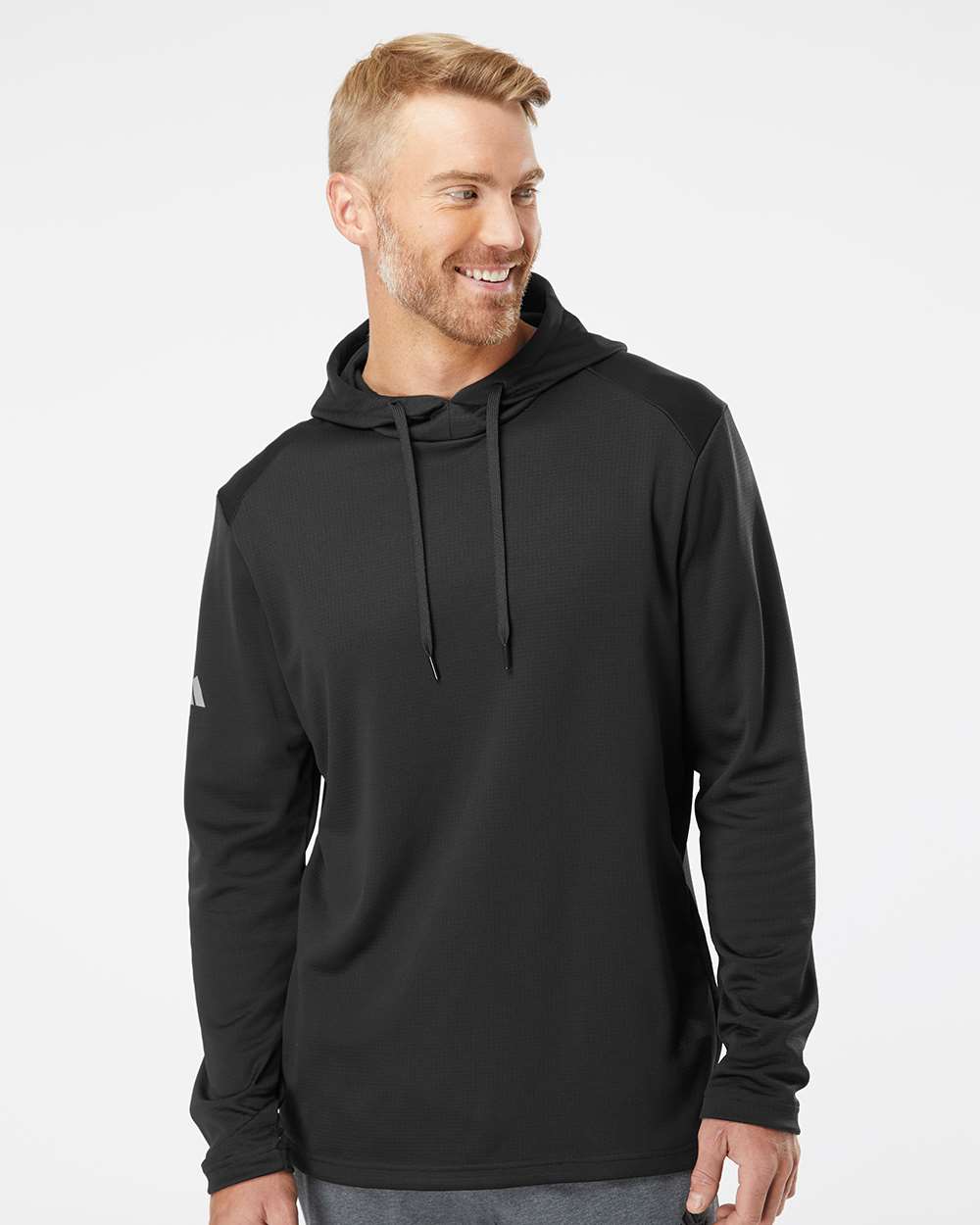 Men's Textured Mixed Media Midweight Hooded Sweatshirt | A530