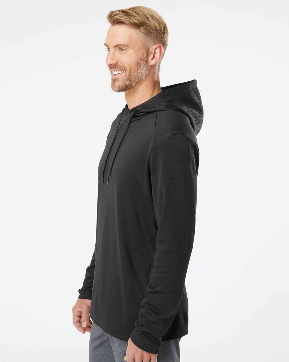 Men's Textured Mixed Media Midweight Hooded Sweatshirt | A530