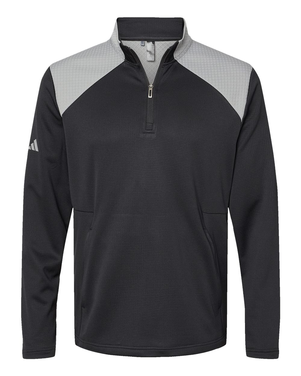 Sudadera para hombre con cremallera de cuarto, textura y medios mixtos | A532