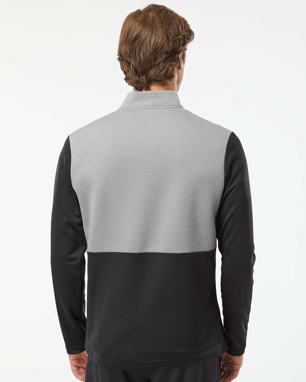 Sudadera para hombre con cremallera de cuarto, textura y medios mixtos | A532