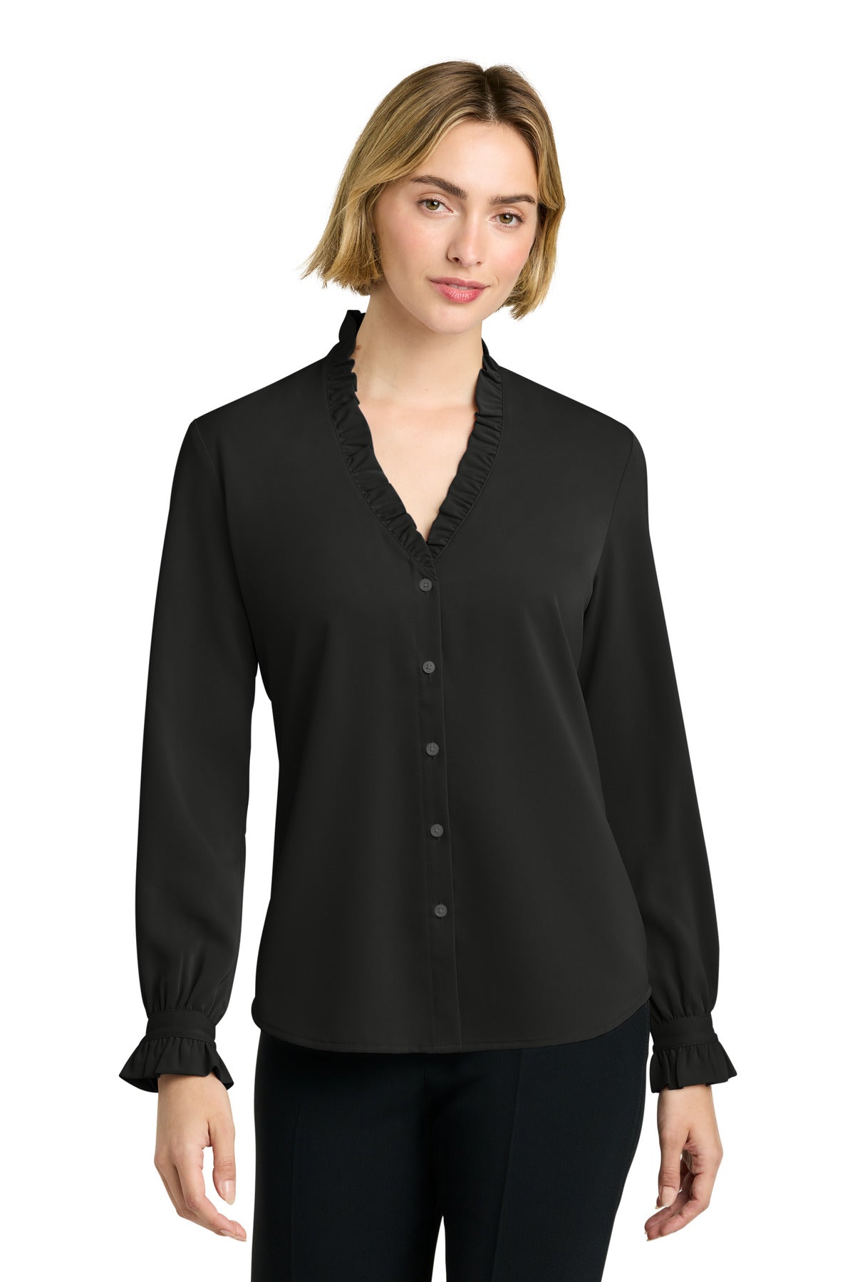 Brooks Brothers BB18011 Women's Long Sleeve Ruffle Collar Blouse