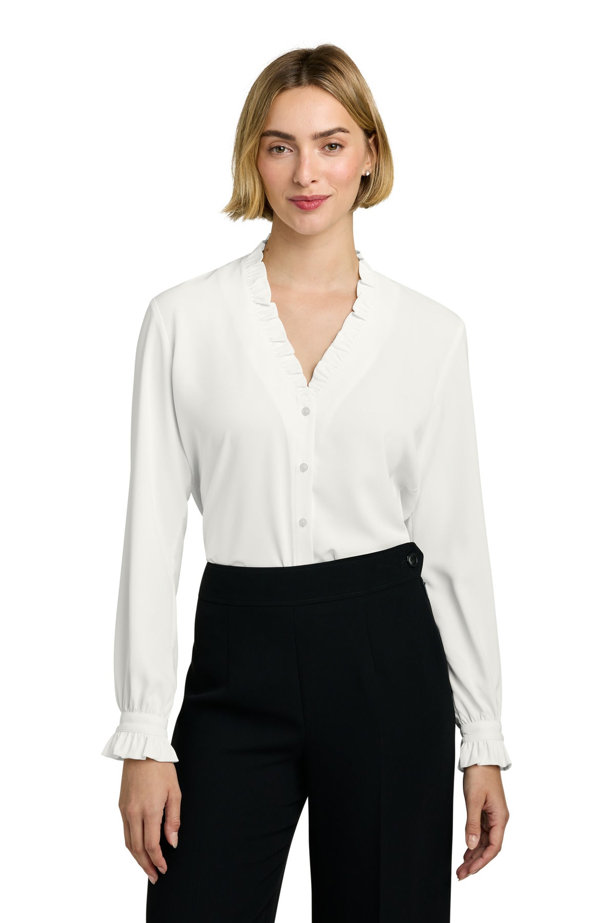 Brooks Brothers BB18011 Women's Long Sleeve Ruffle Collar Blouse