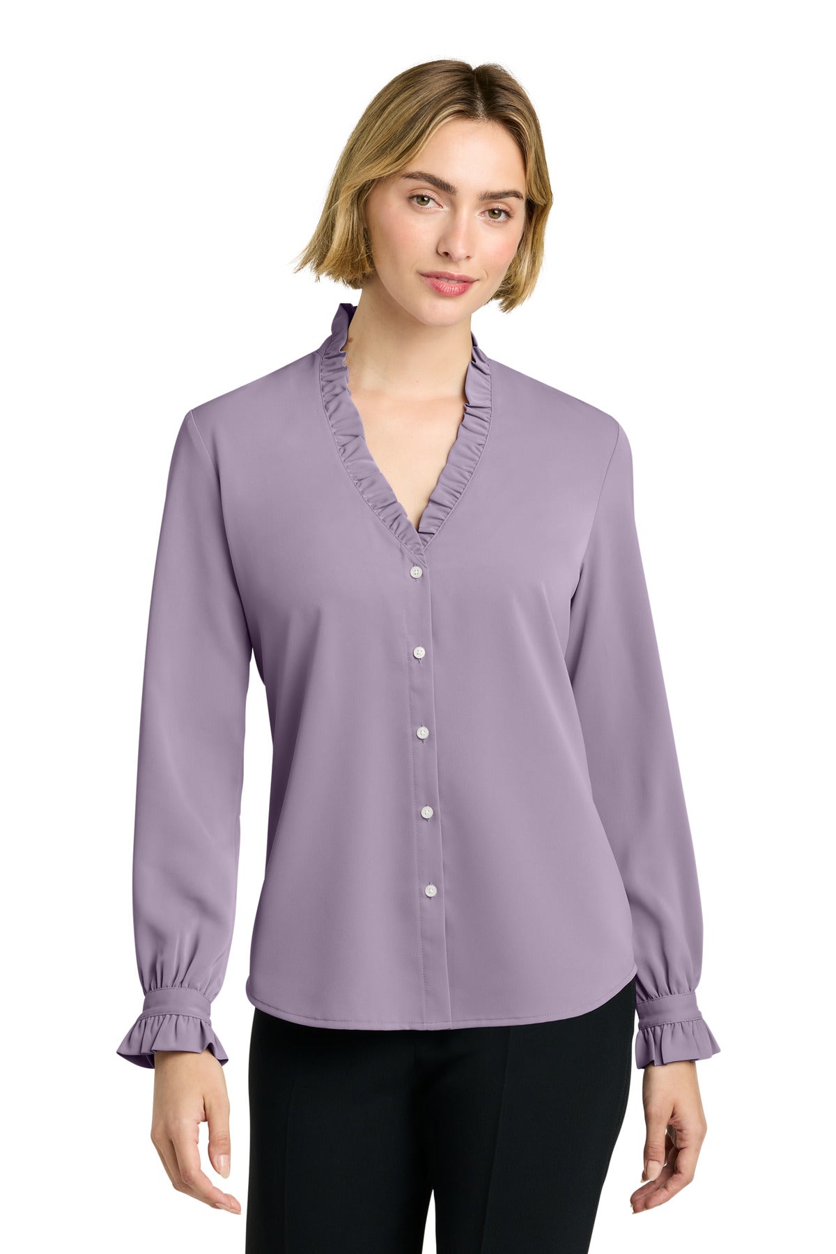 Brooks Brothers BB18011 Women's Long Sleeve Ruffle Collar Blouse