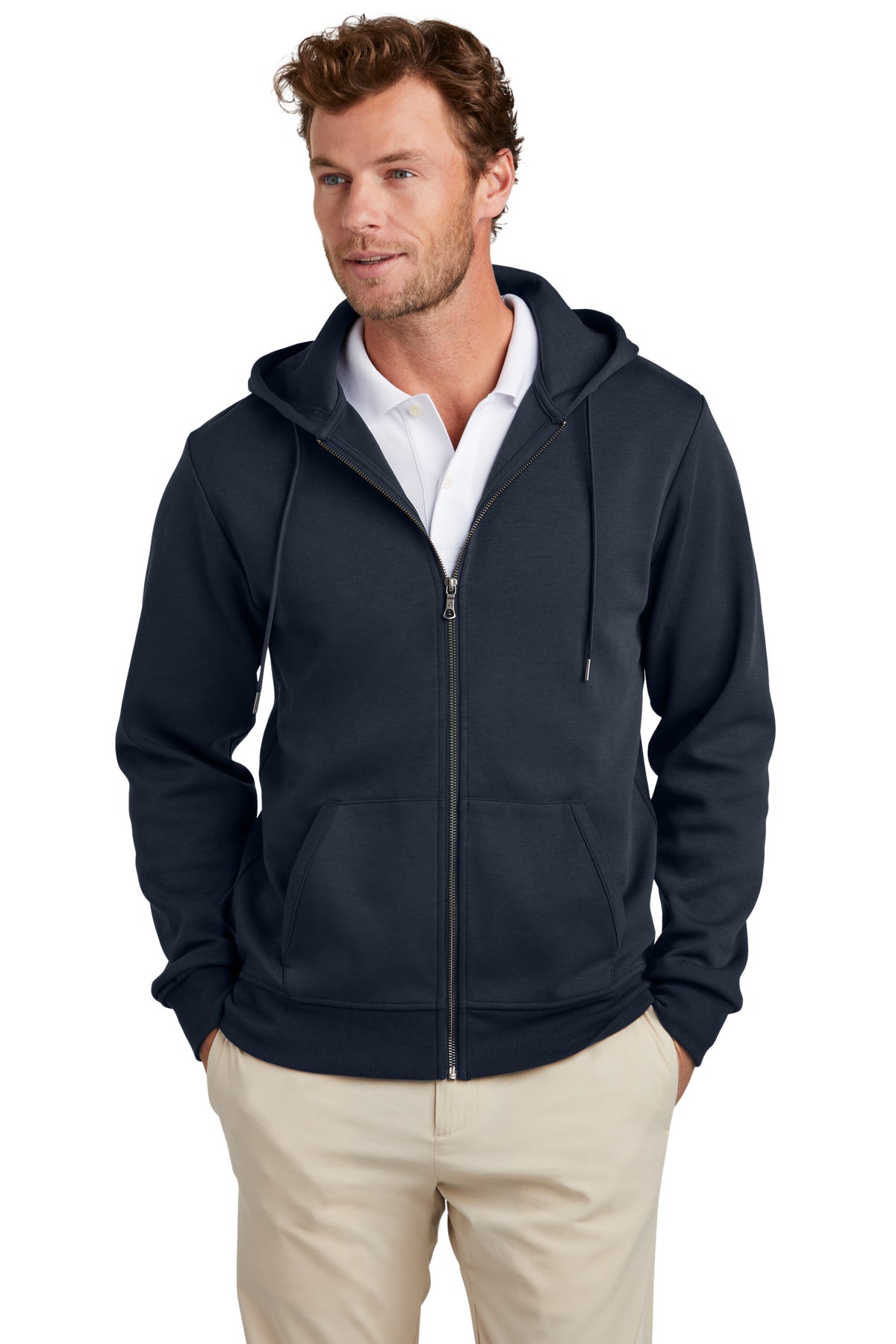 Brooks Brothers BB18208 Double-Knit Full-Zip Hoodie
