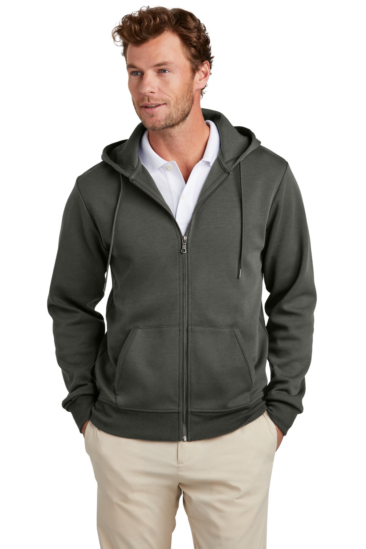 Brooks Brothers BB18208 Double-Knit Full-Zip Hoodie