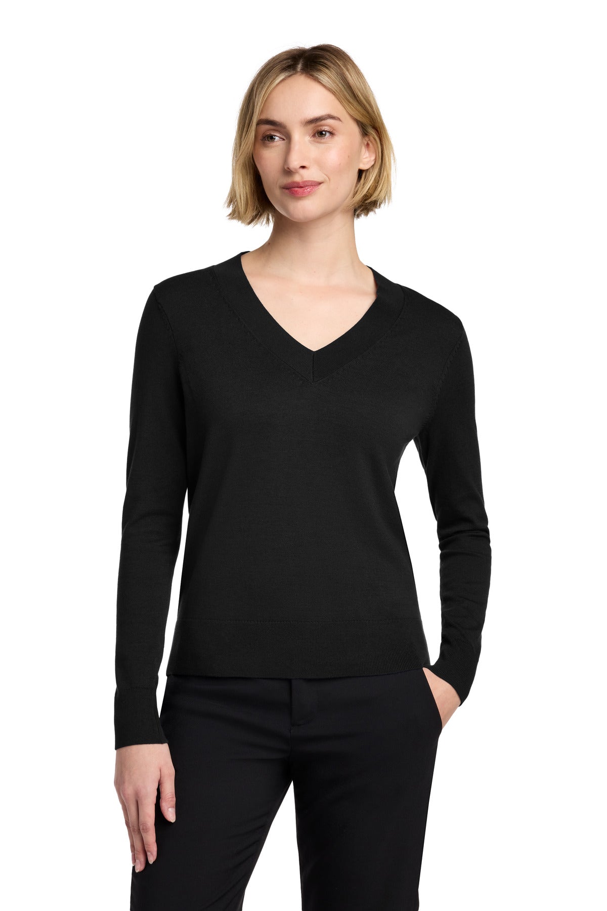 Brooks Brothers BB18401 Women's Cotton Stretch V-Neck Sweater